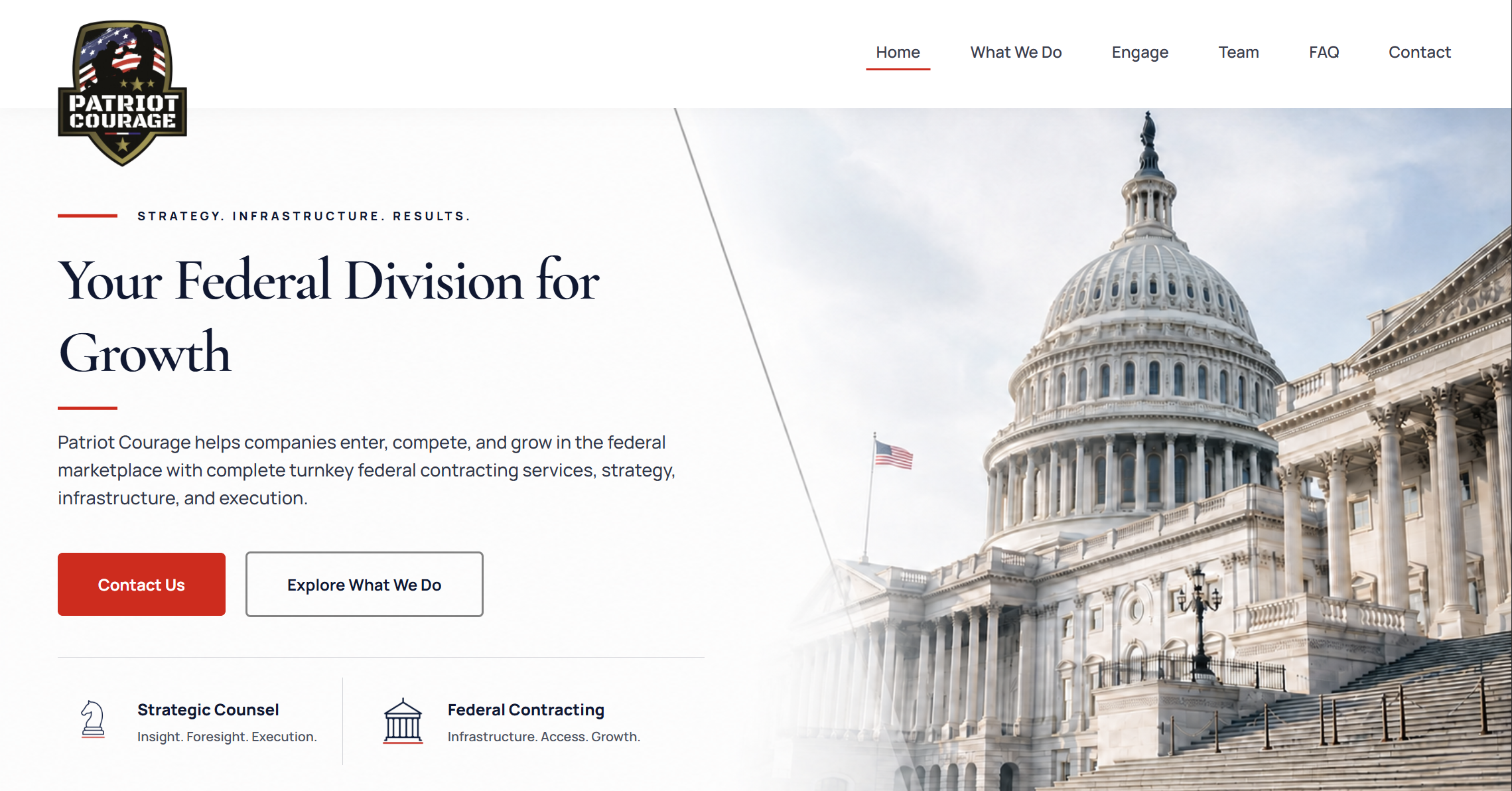 Patriot Courage federal consulting website