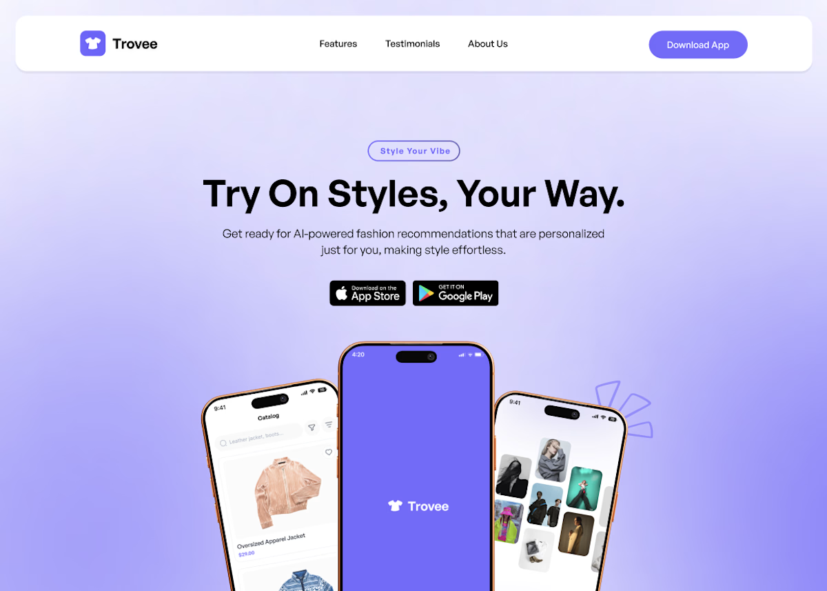 Trovee mobile fashion discovery app interface